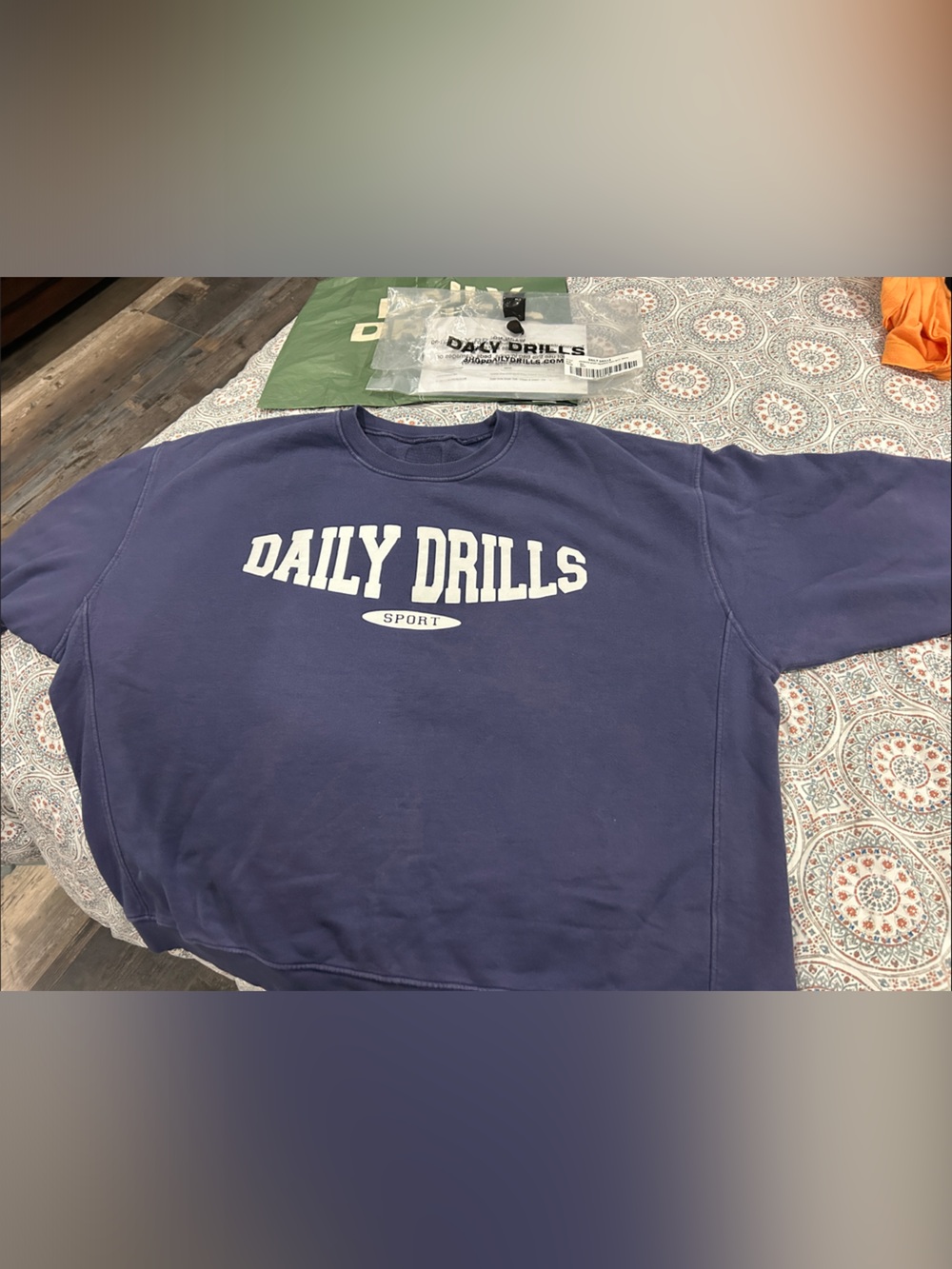 Daily Drills Navy Crewneck Sweatshirt with White Logo
